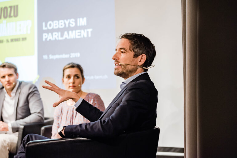Podiumsdiskussion "Lobbys im Parlament";  Polit-Forum Bern; 10.09.2019; Bild: Susanne Goldschmid