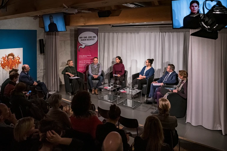 Impressions de la discussion "Nous sommes jeunes et avons des droits !"; 10.12.2018; Forum politique Berne; Photo: Susanne Goldschmid